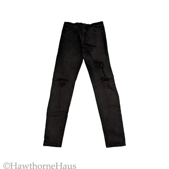 WILD FABLE Black High Rise Skinny Distressed Jeans Size 0 Stretch - Picture 3 of 9